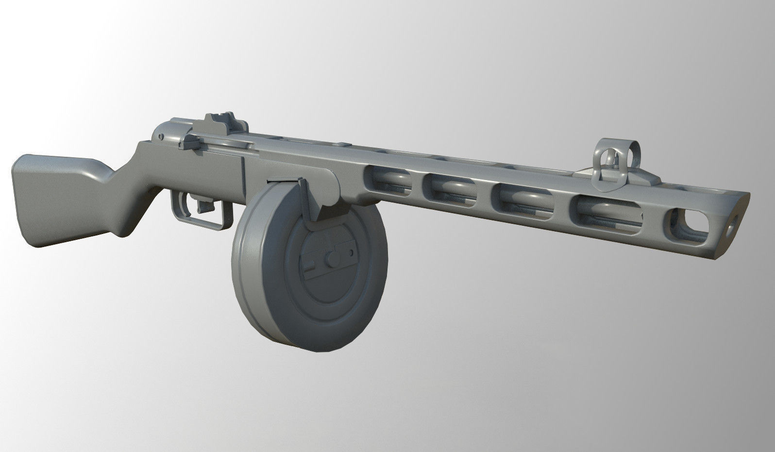 PPSH-41 rifle with wooden handle Low-poly 3D model_14