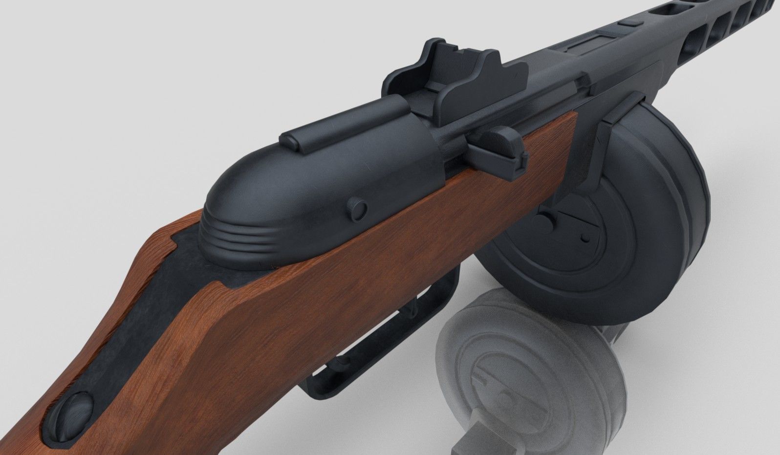 PPSH-41 rifle with wooden handle Low-poly 3D model_1