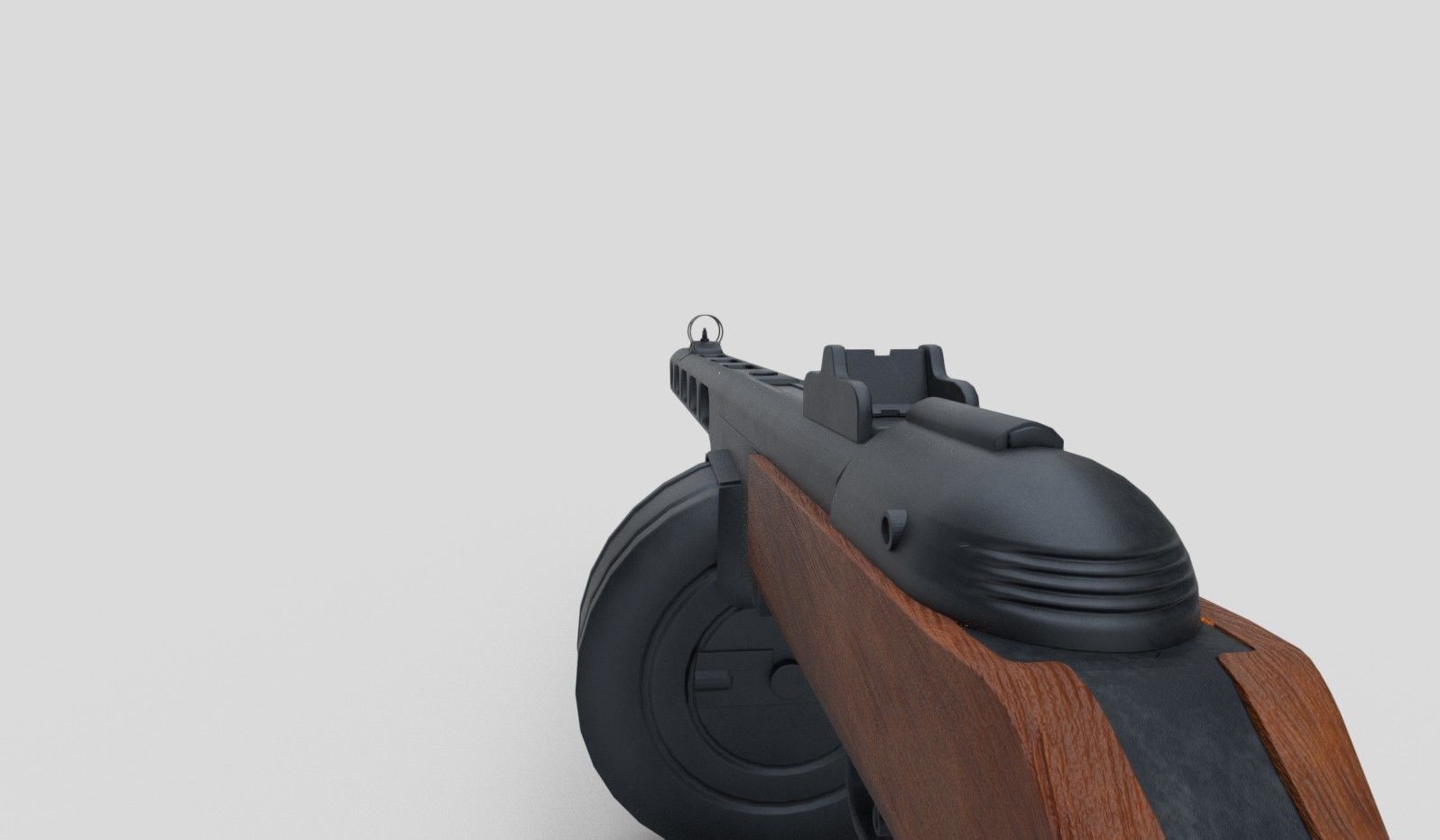PPSH-41 rifle with wooden handle Low-poly 3D model_9