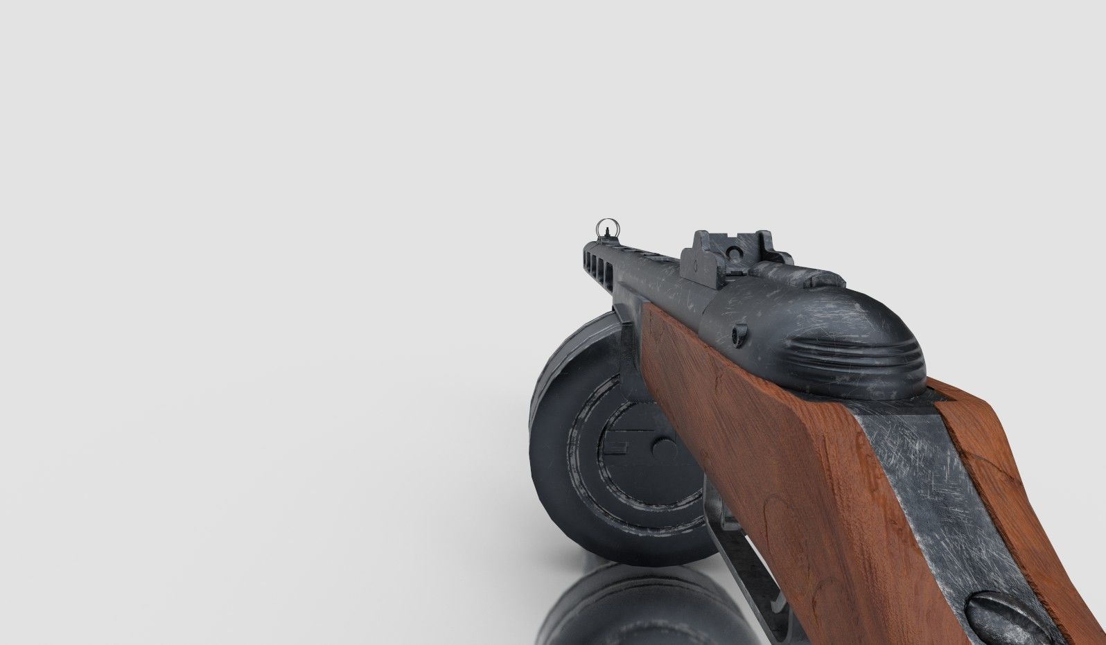 PPSH-41 rifle with wooden handle Low-poly 3D model_6
