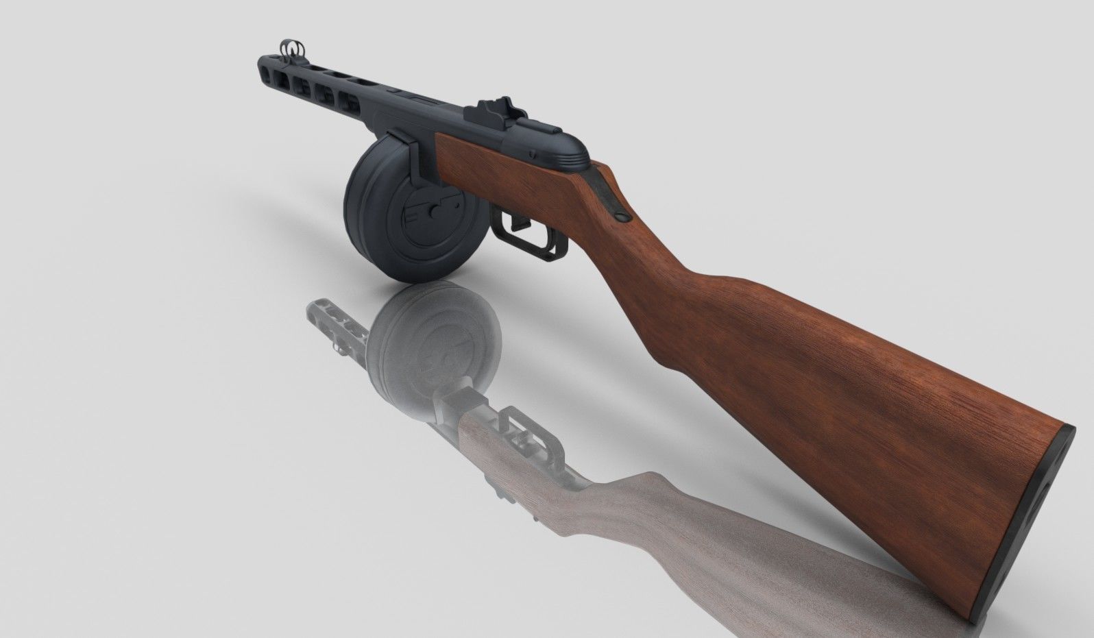 PPSH-41 rifle with wooden handle Low-poly 3D model_5