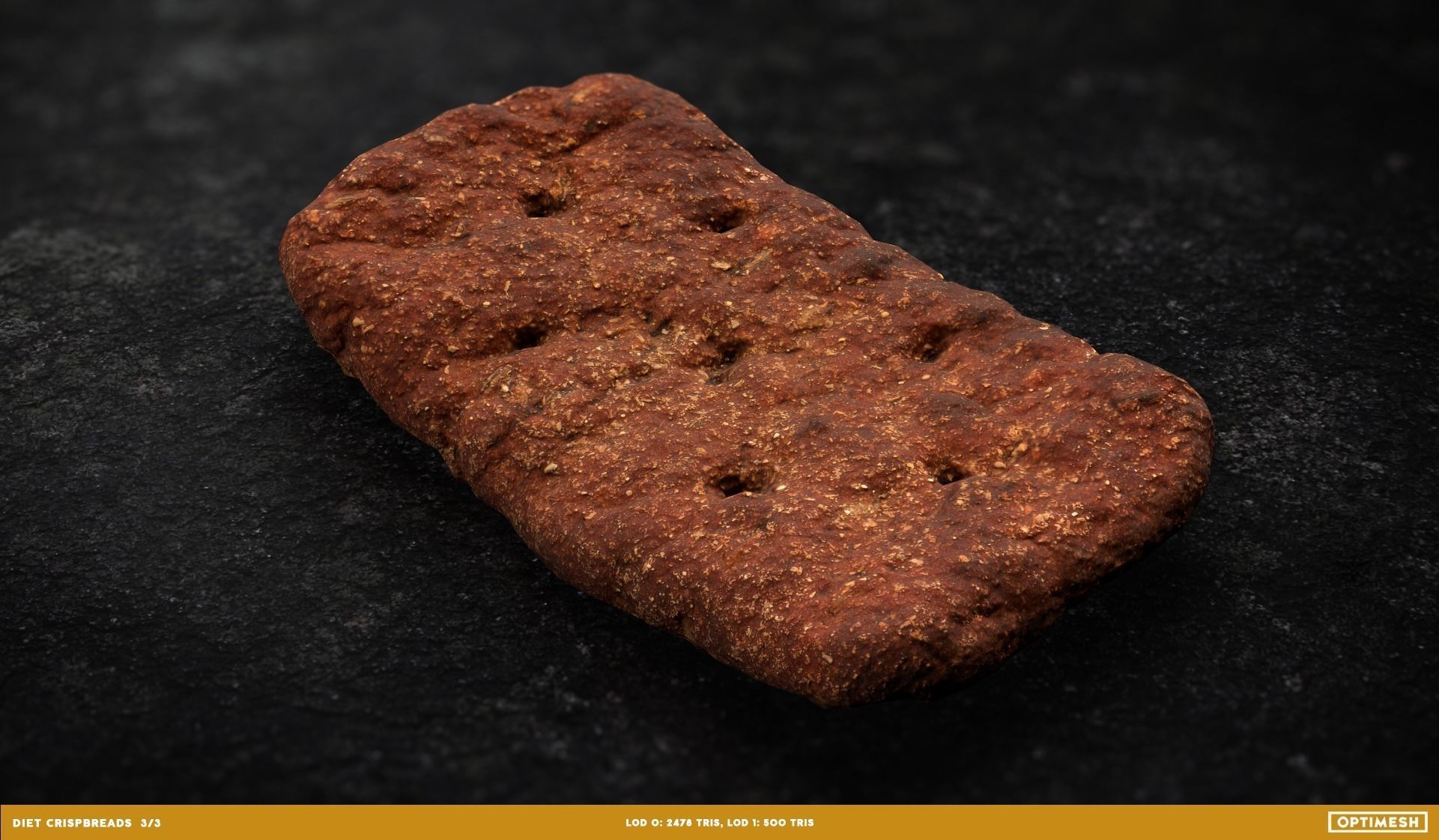 Diet Crispbread Roll Bun 3D PBR Pack Low-poly 3D model_3