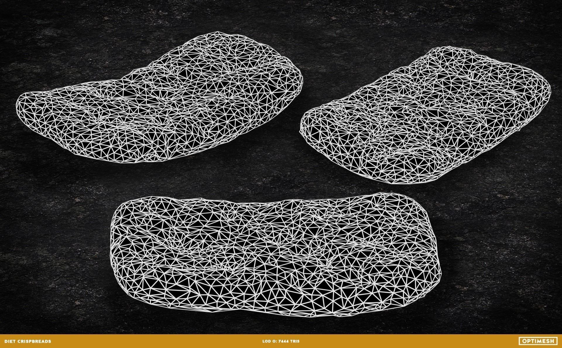 Diet Crispbread Roll Bun 3D PBR Pack Low-poly 3D model_4