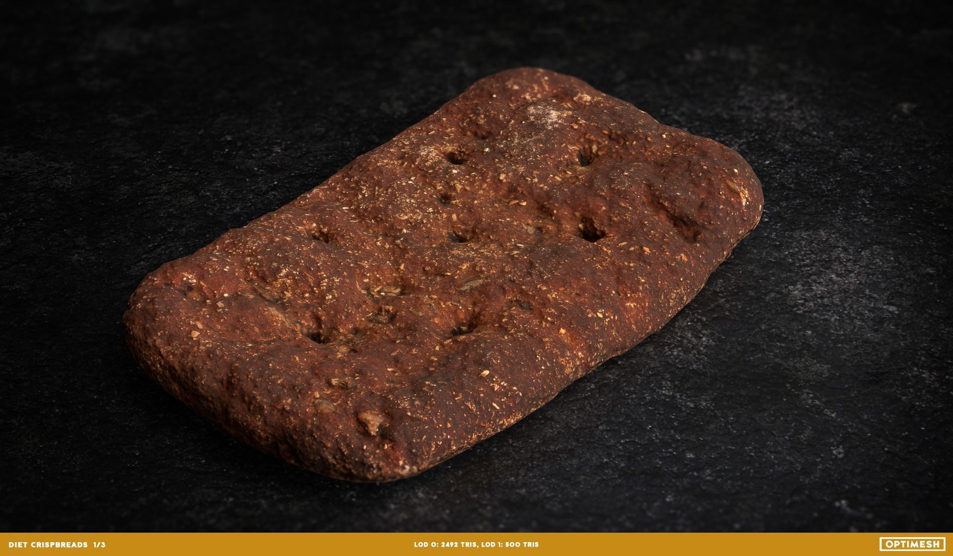 Diet Crispbread Roll Bun 3D PBR Pack Low-poly 3D model_1