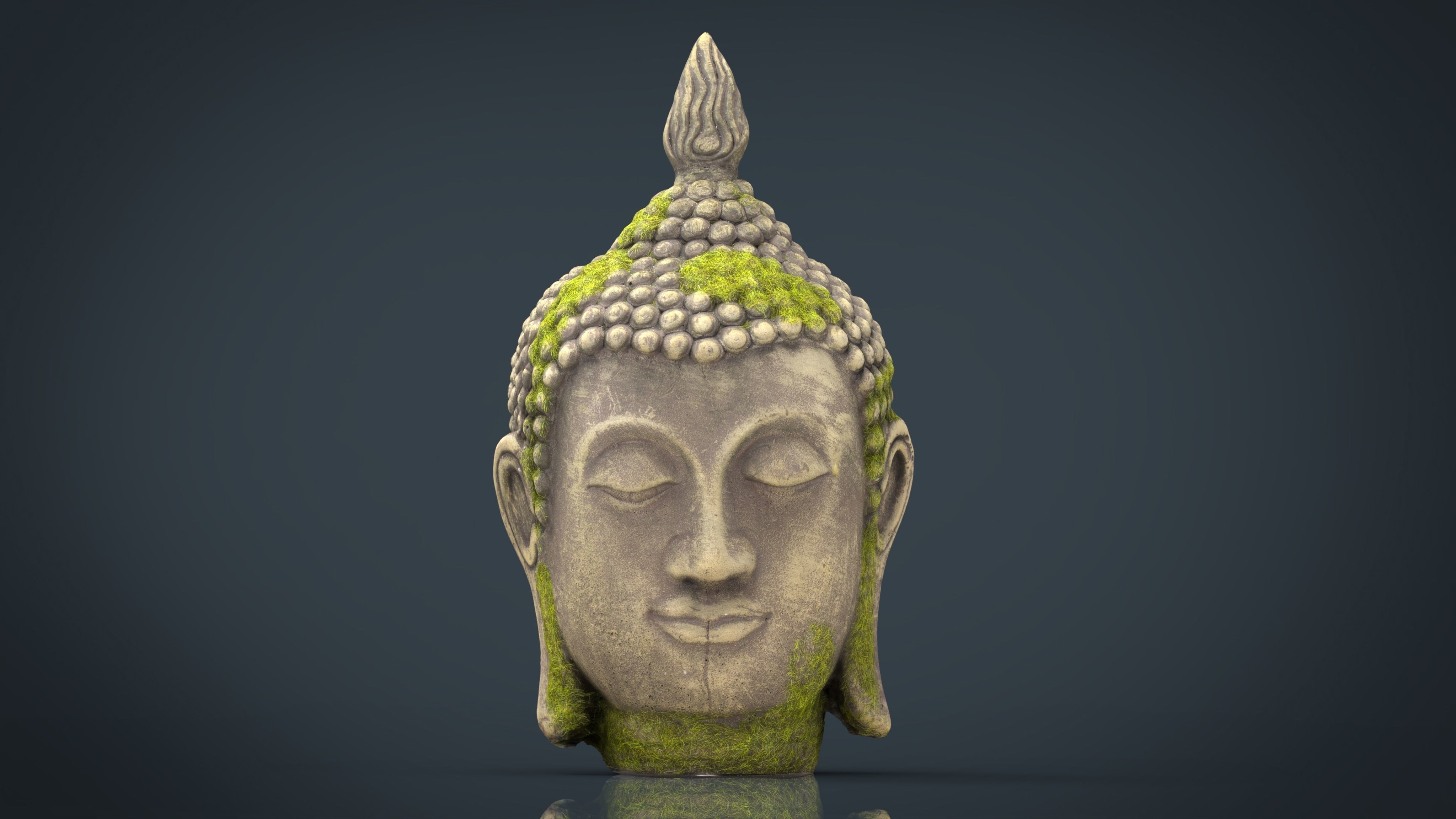Ancient Buddha Head Low-poly 3D model_13