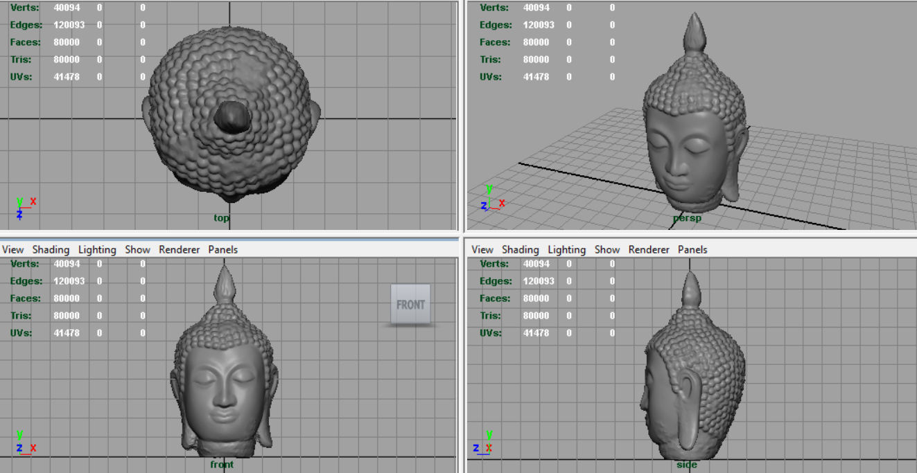 Ancient Buddha Head Low-poly 3D model_5