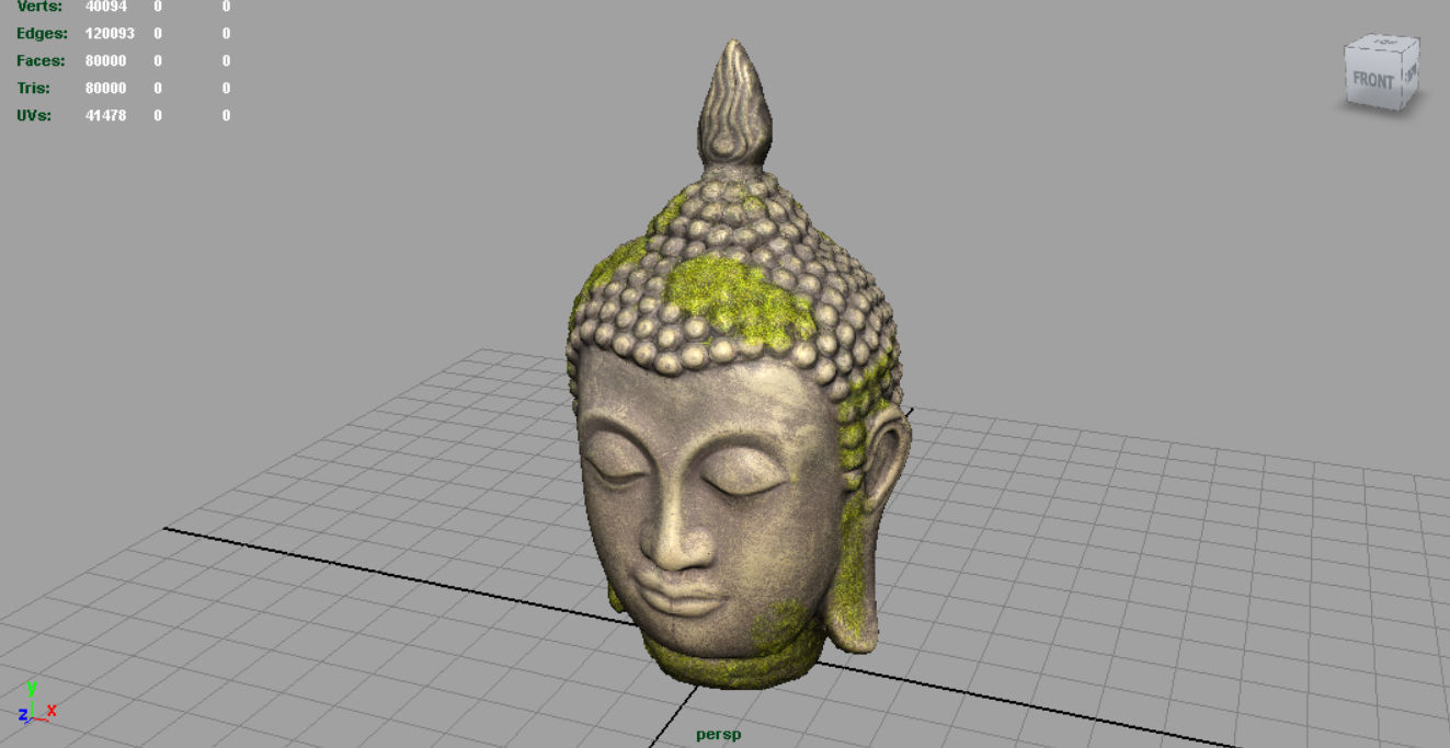 Ancient Buddha Head Low-poly 3D model_2