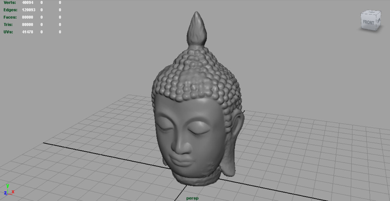 Ancient Buddha Head Low-poly 3D model_3