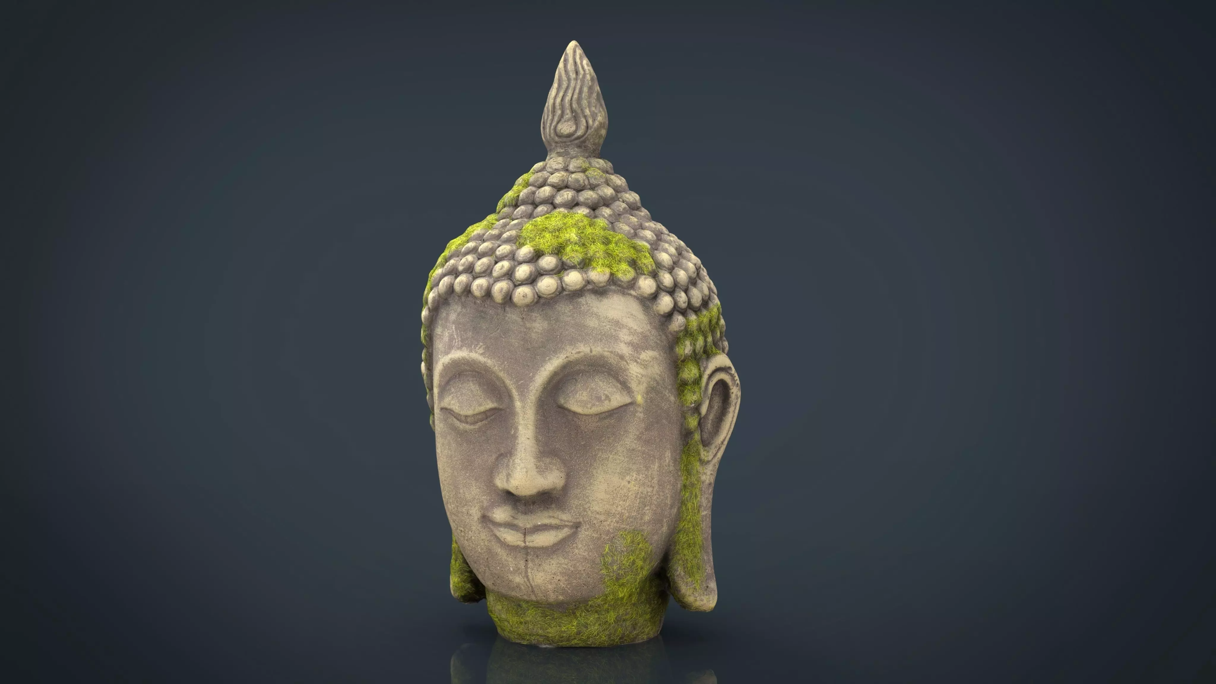 Ancient Buddha Head Low-poly 3D model_0