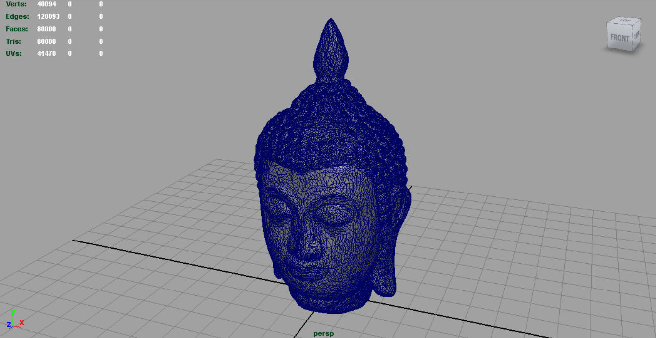 Ancient Buddha Head Low-poly 3D model_4