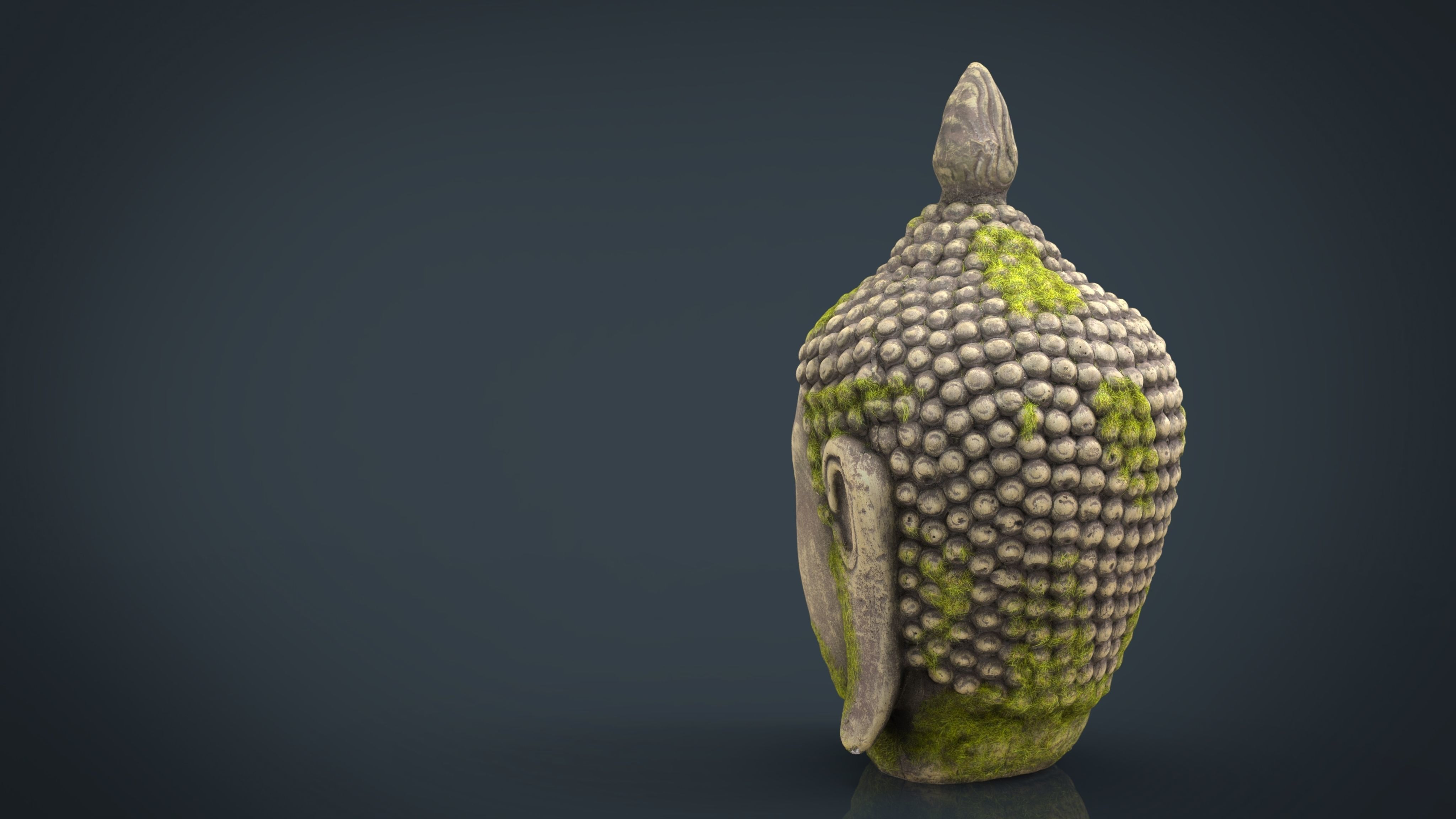 Ancient Buddha Head Low-poly 3D model_12
