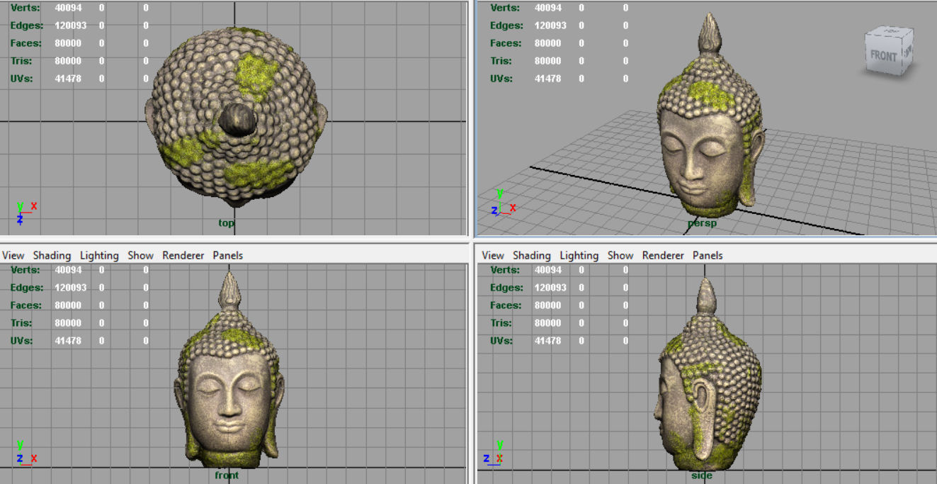 Ancient Buddha Head Low-poly 3D model_6