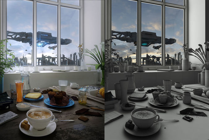 Spaceships spaceship flying in sky Free 3D model