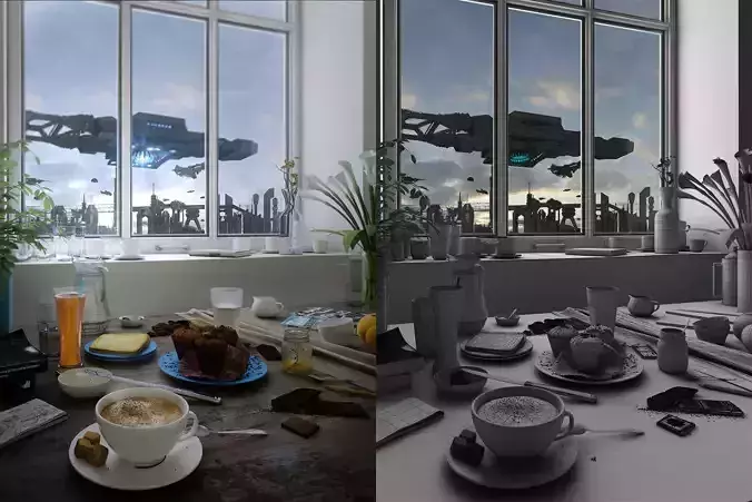 Spaceships spaceship flying in sky Free 3D model