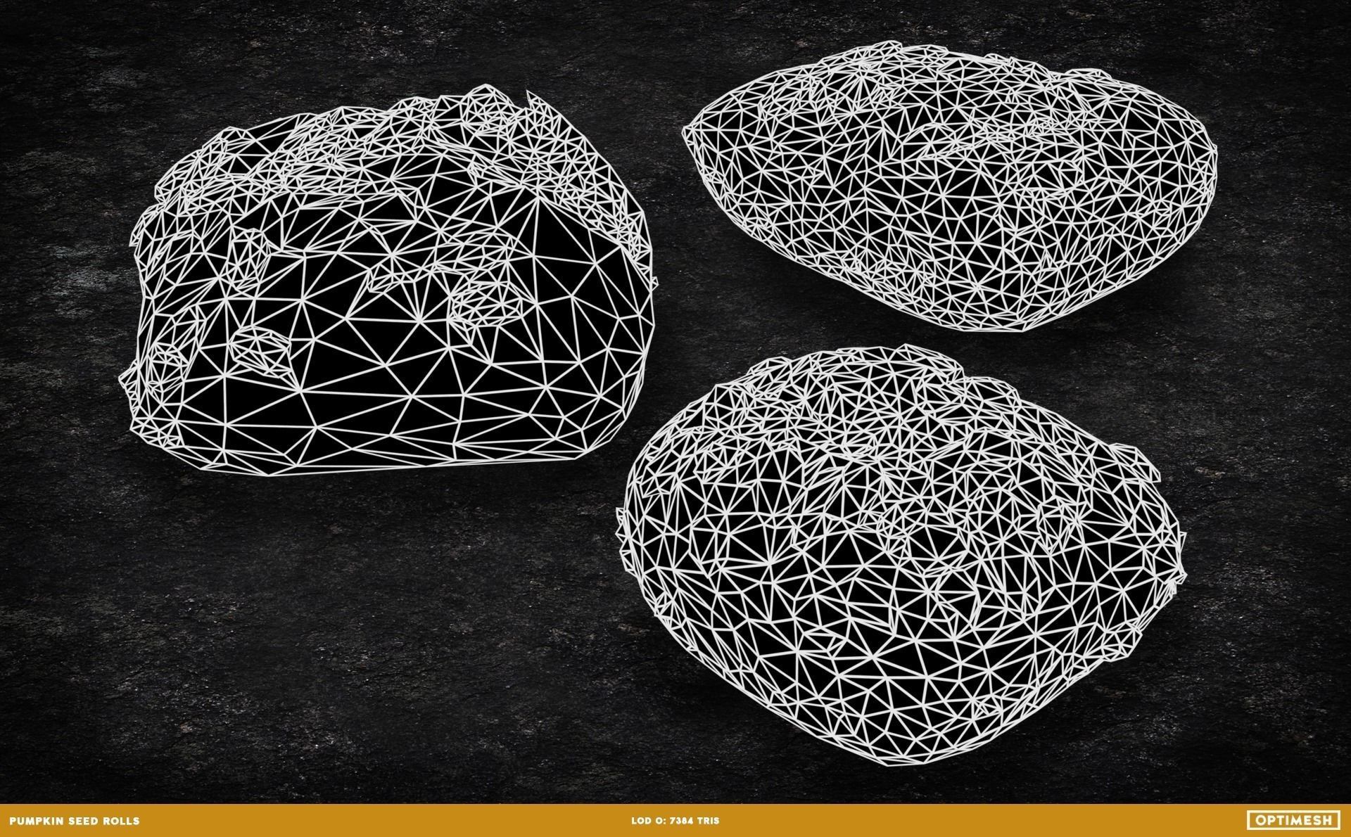 Pumpkin Seed Roll Bun 3D PBR Pack Low-poly 3D model_4