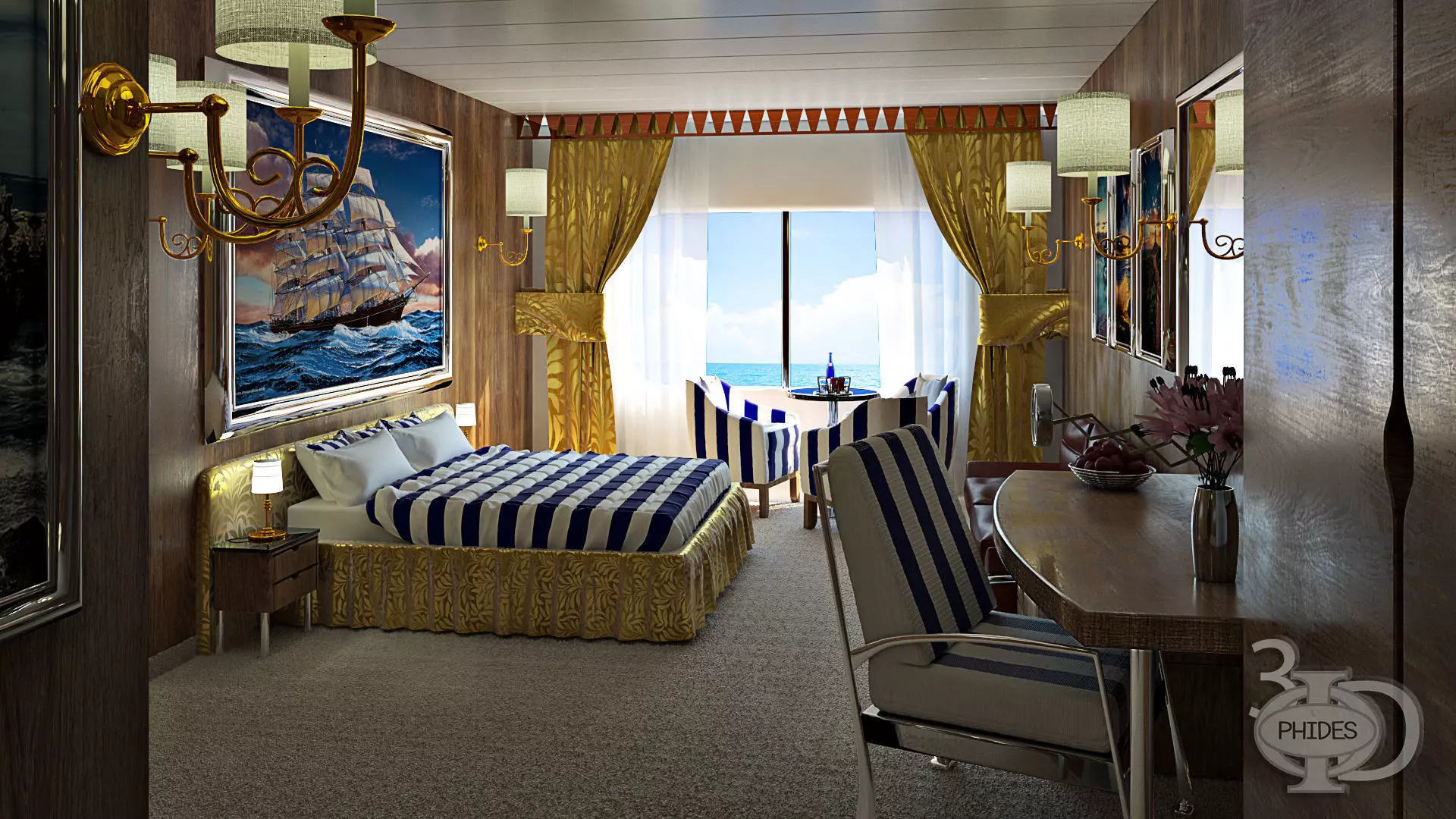 Ship cabin 3D model_0