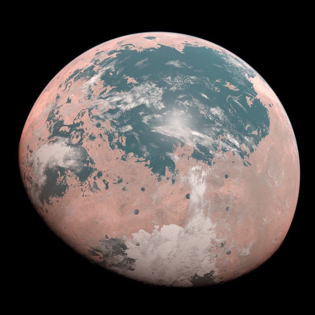 Alien planet model 1 - 16k photorealistic -warm superterran Low-poly 3D model_2