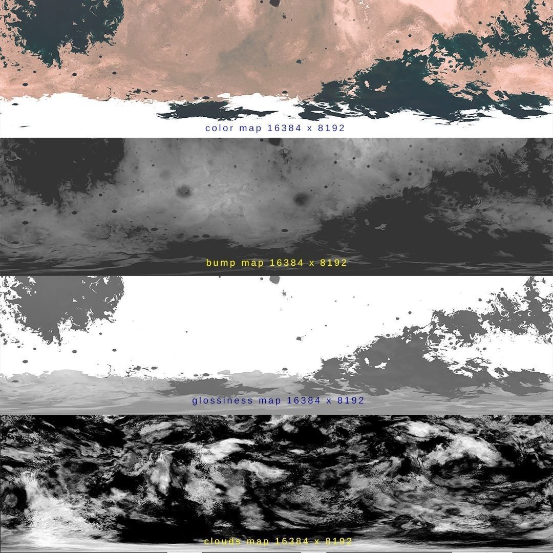 Alien planet model 1 - 16k photorealistic -warm superterran Low-poly 3D model_9