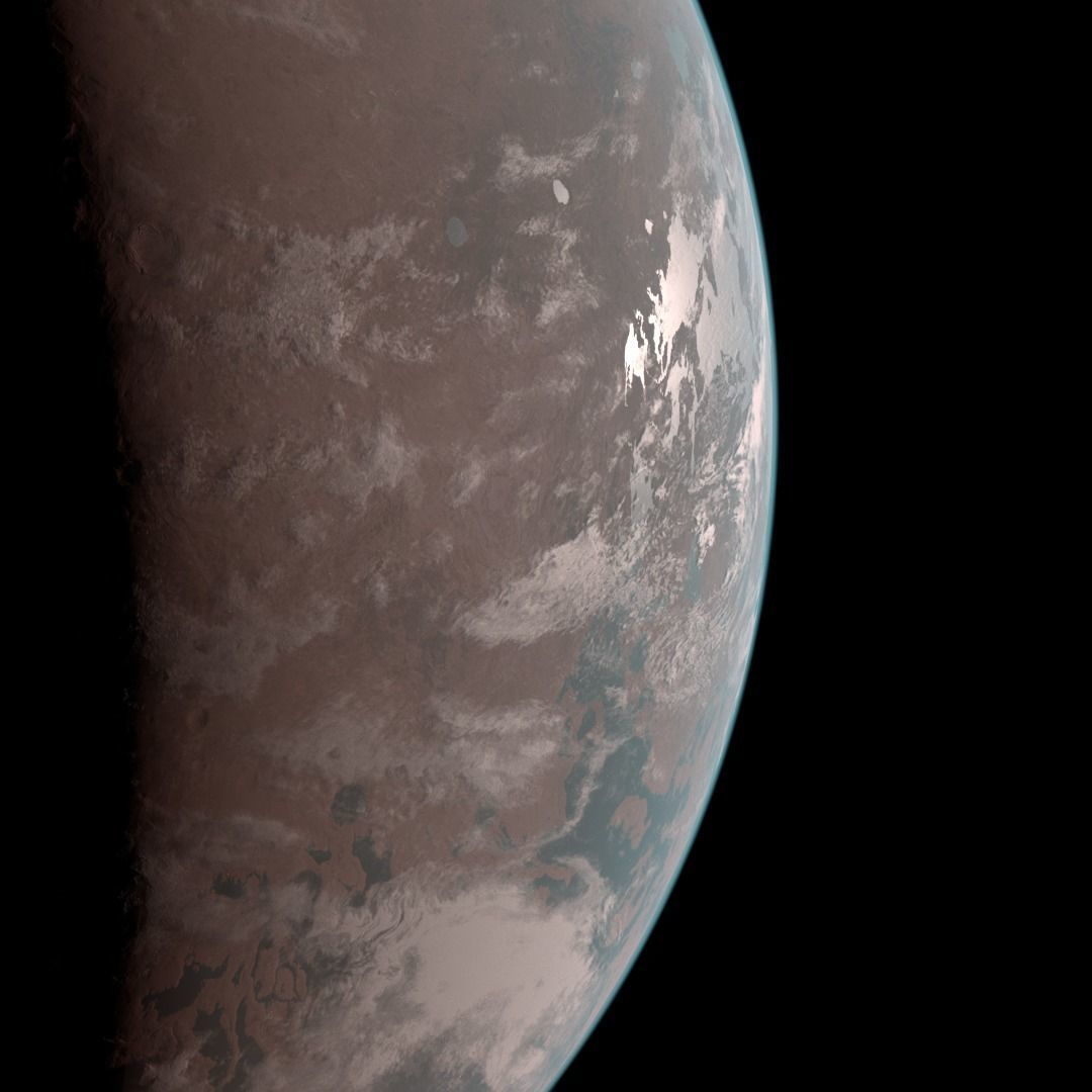 Alien planet model 1 - 16k photorealistic -warm superterran Low-poly 3D model_4