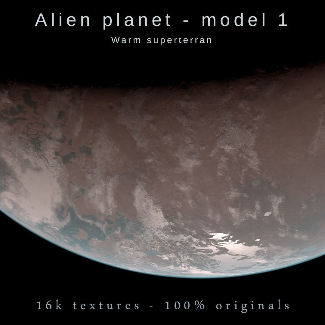 Alien planet model 1 - 16k photorealistic -warm superterran Low-poly 3D model_0
