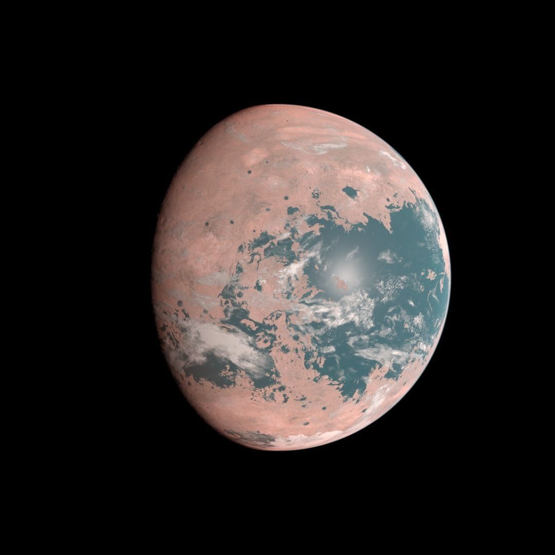 Alien planet model 1 - 16k photorealistic -warm superterran Low-poly 3D model_1