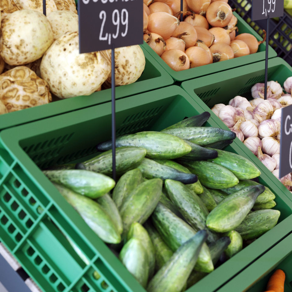 Vegetable display racks 3D model_2