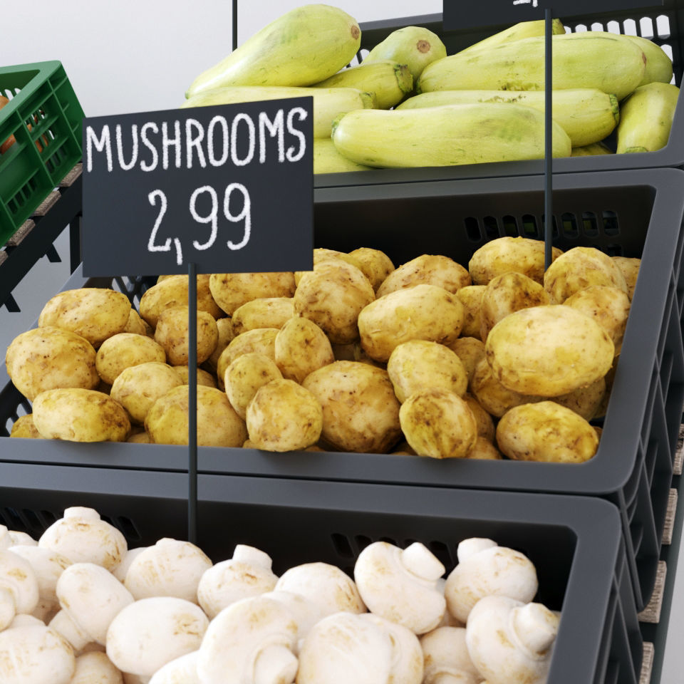 Vegetable display racks 3D model_3