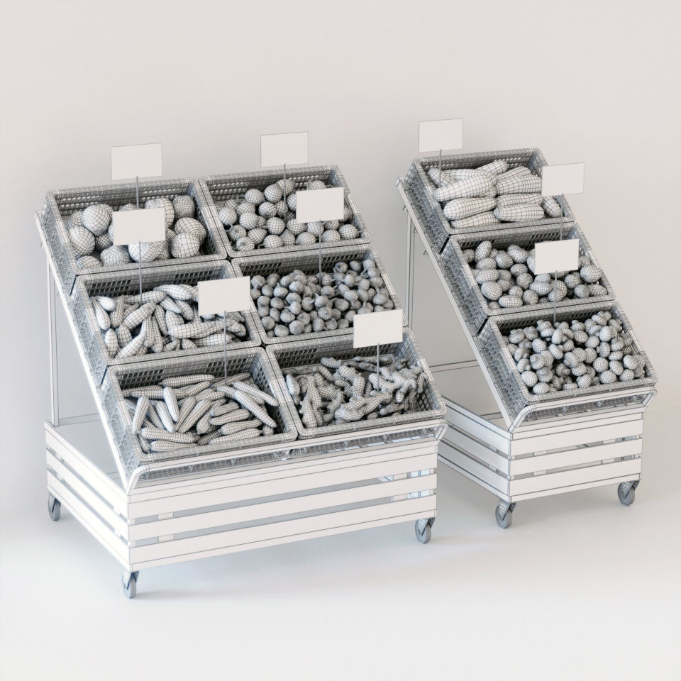 Vegetable display racks 3D model_4