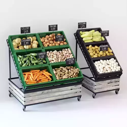 Vegetable display racks 3D model Vegetable display racks 3D model