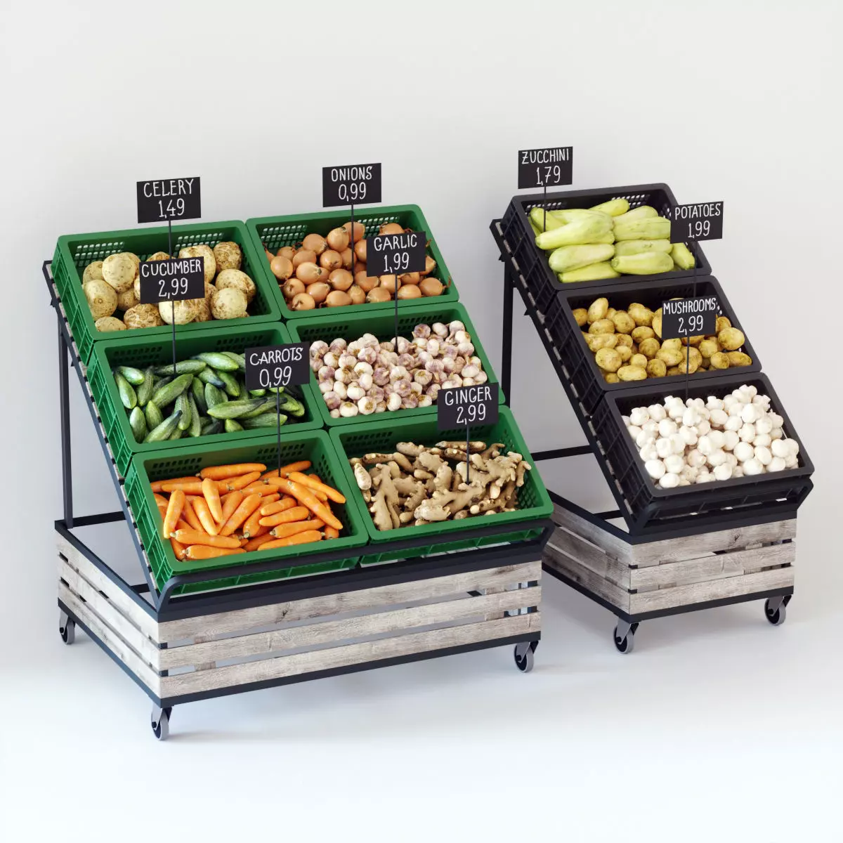 Vegetable display racks 3D model_0