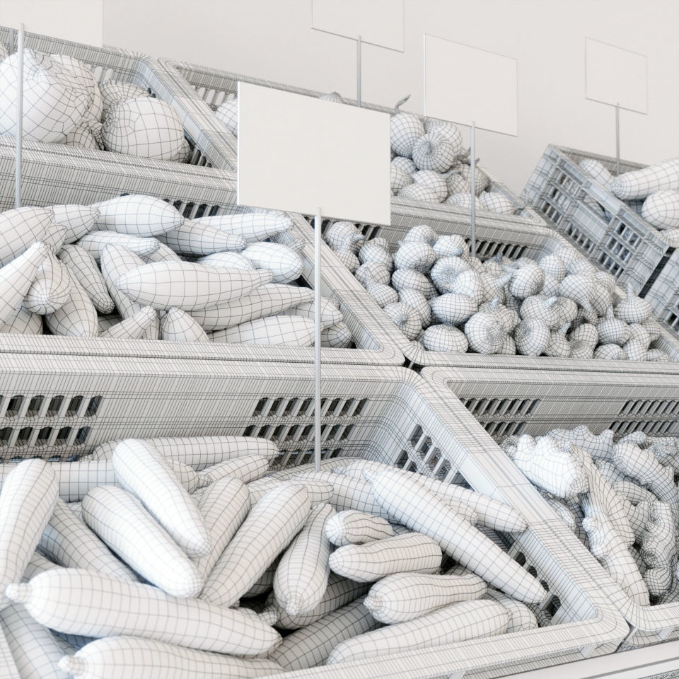 Vegetable display racks 3D model_5