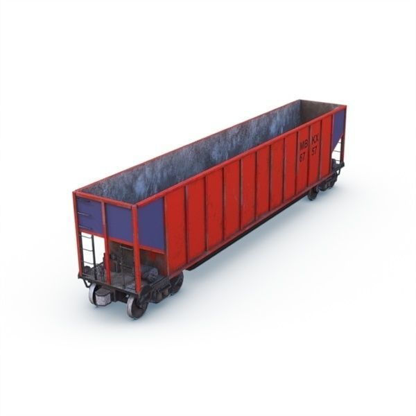 Coal Car Low-poly 3D model_9