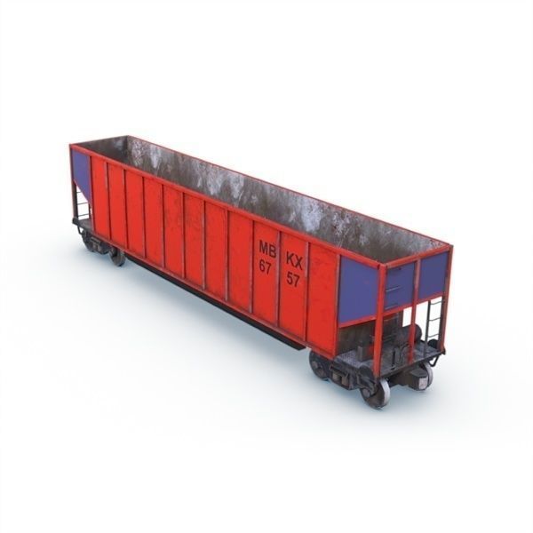 Coal Car Low-poly 3D model_7