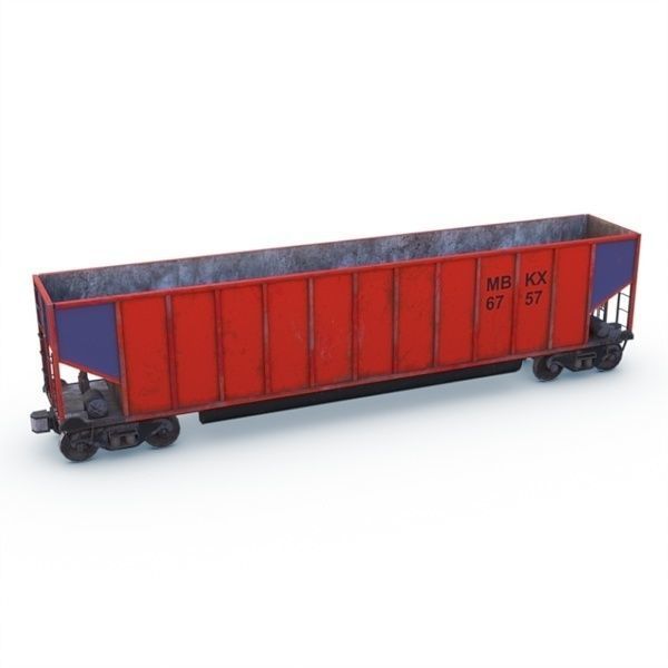 Coal Car Low-poly 3D model_5