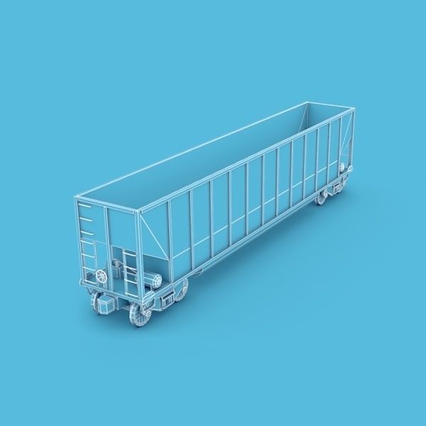 Coal Car Low-poly 3D model_10