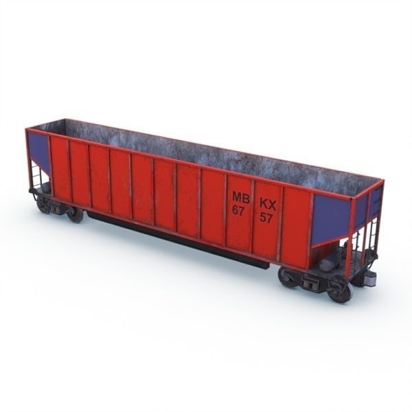 Coal Car Low-poly 3D model_13