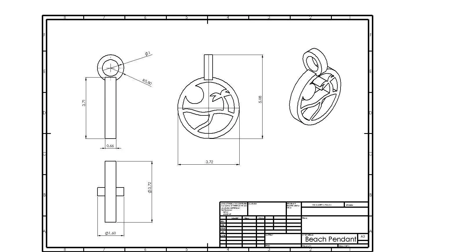 Beach Pendant  3D print model_0
