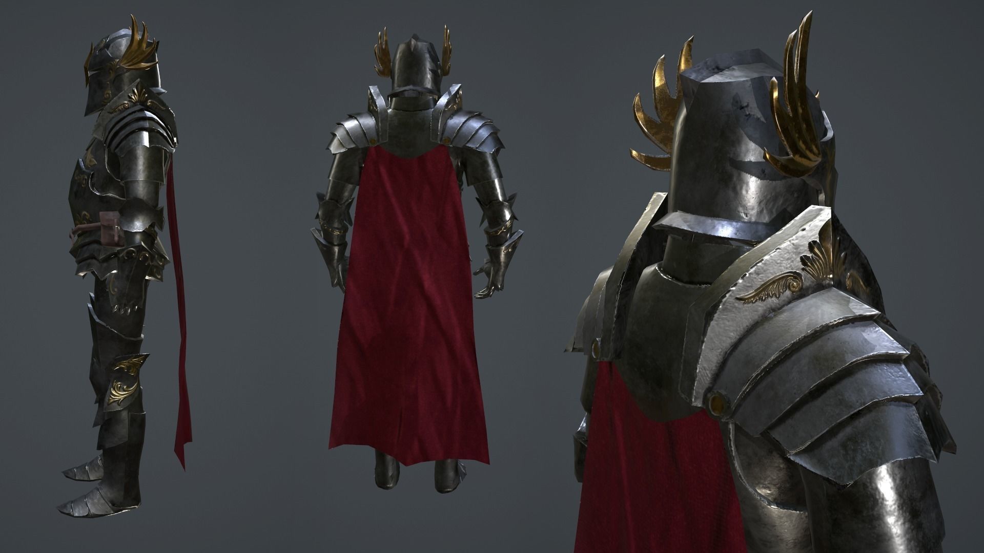 Paladin armor set Low-poly 3D model_5