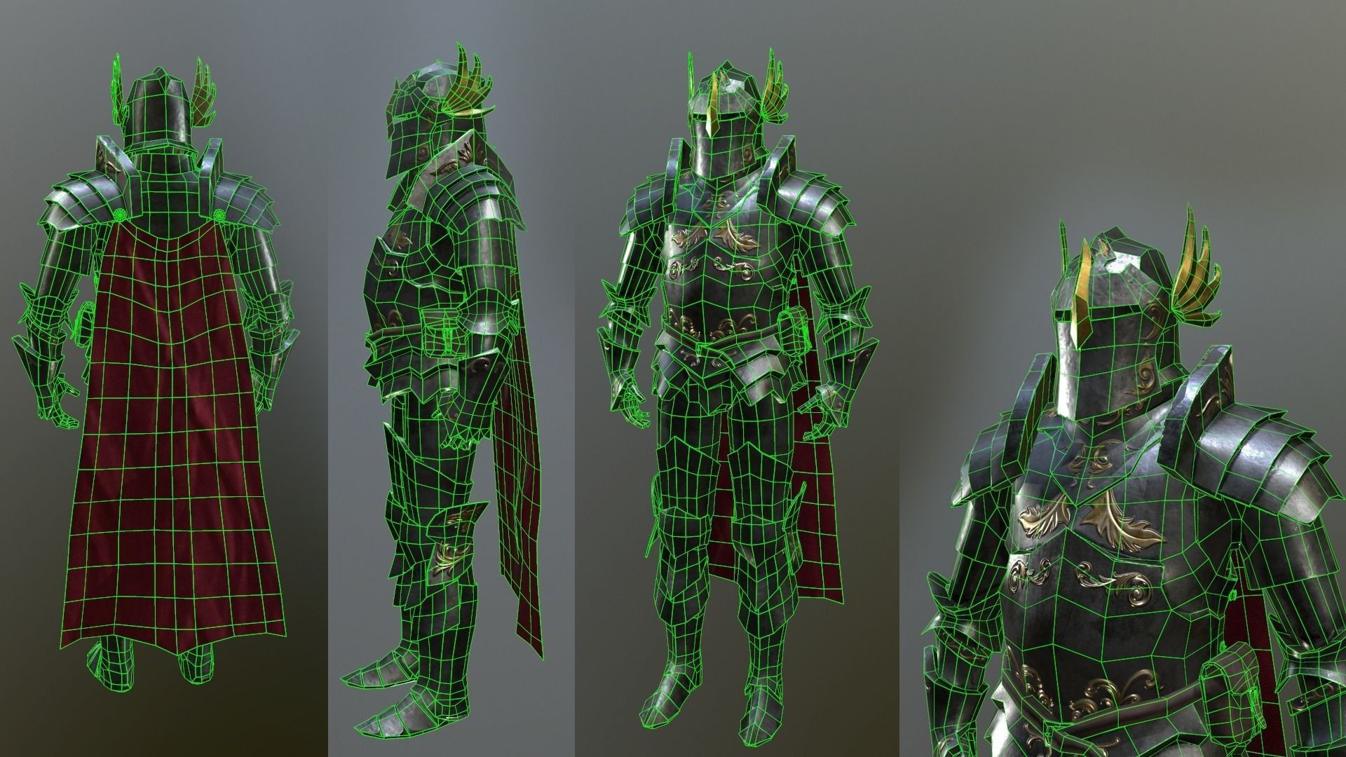 Paladin armor set Low-poly 3D model_6