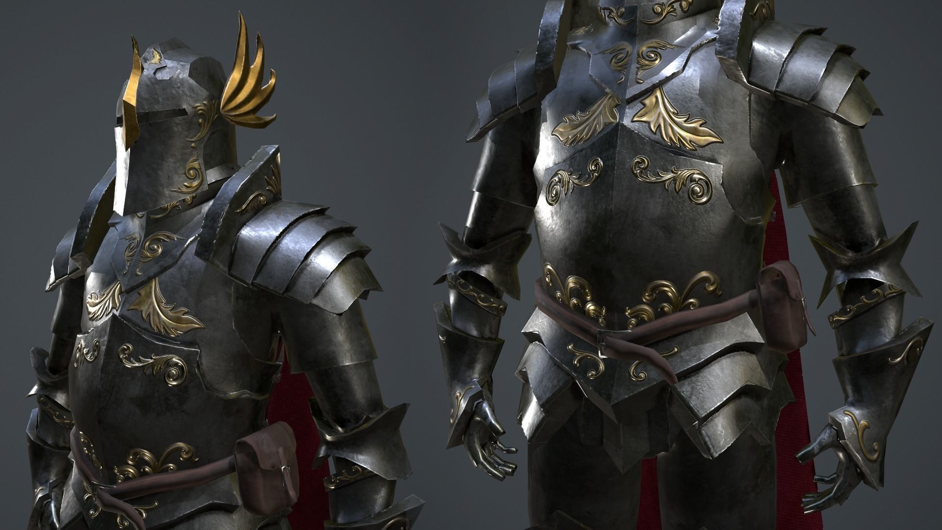 Paladin armor set Low-poly 3D model_3