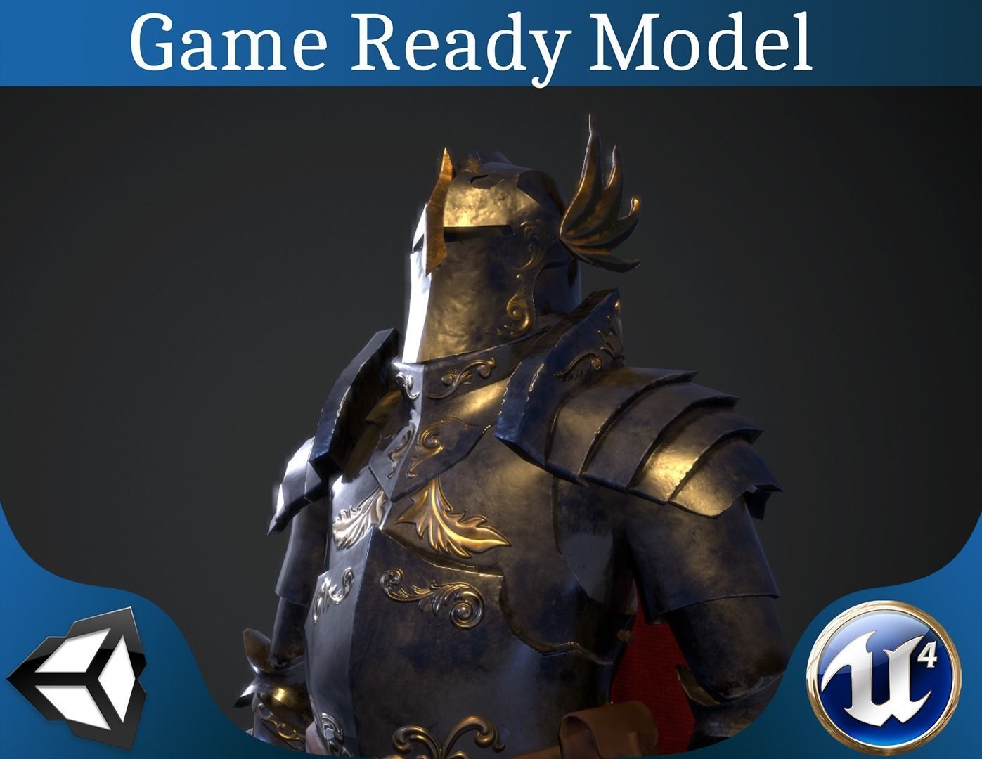 Paladin armor set Low-poly 3D model_0