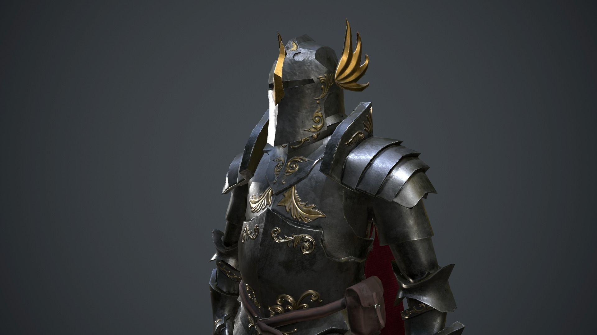 Paladin armor set Low-poly 3D model_7