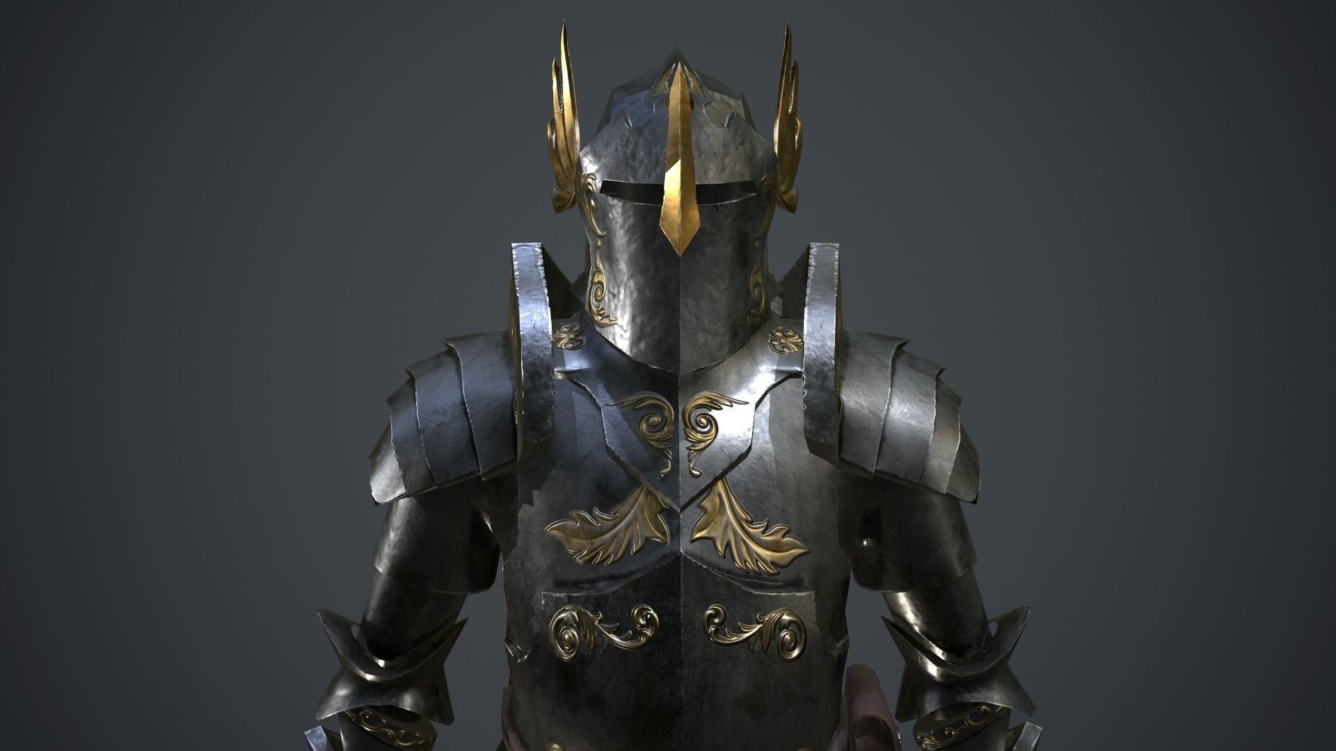 Paladin armor set Low-poly 3D model_8