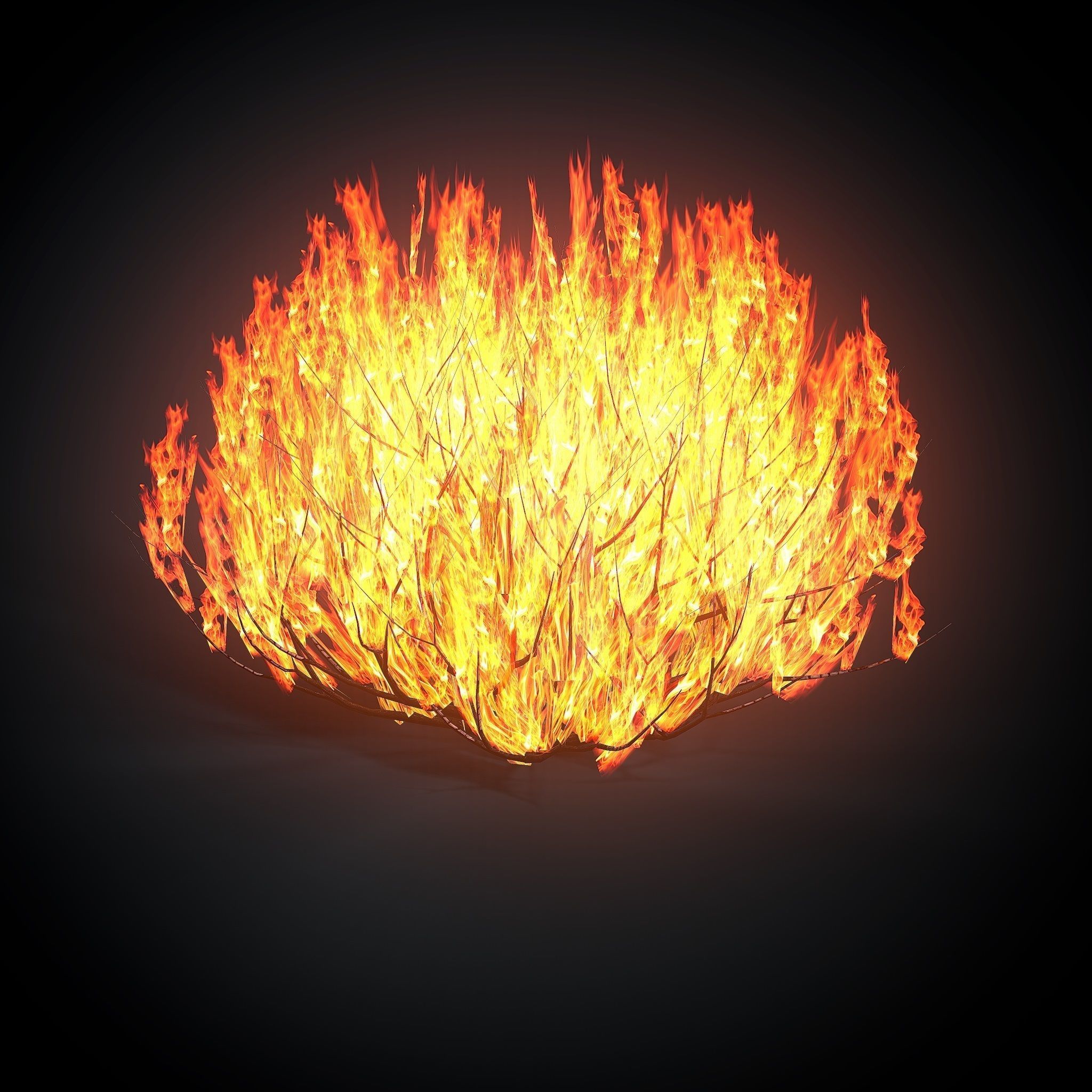 Burning bush Low-poly 3D model_4