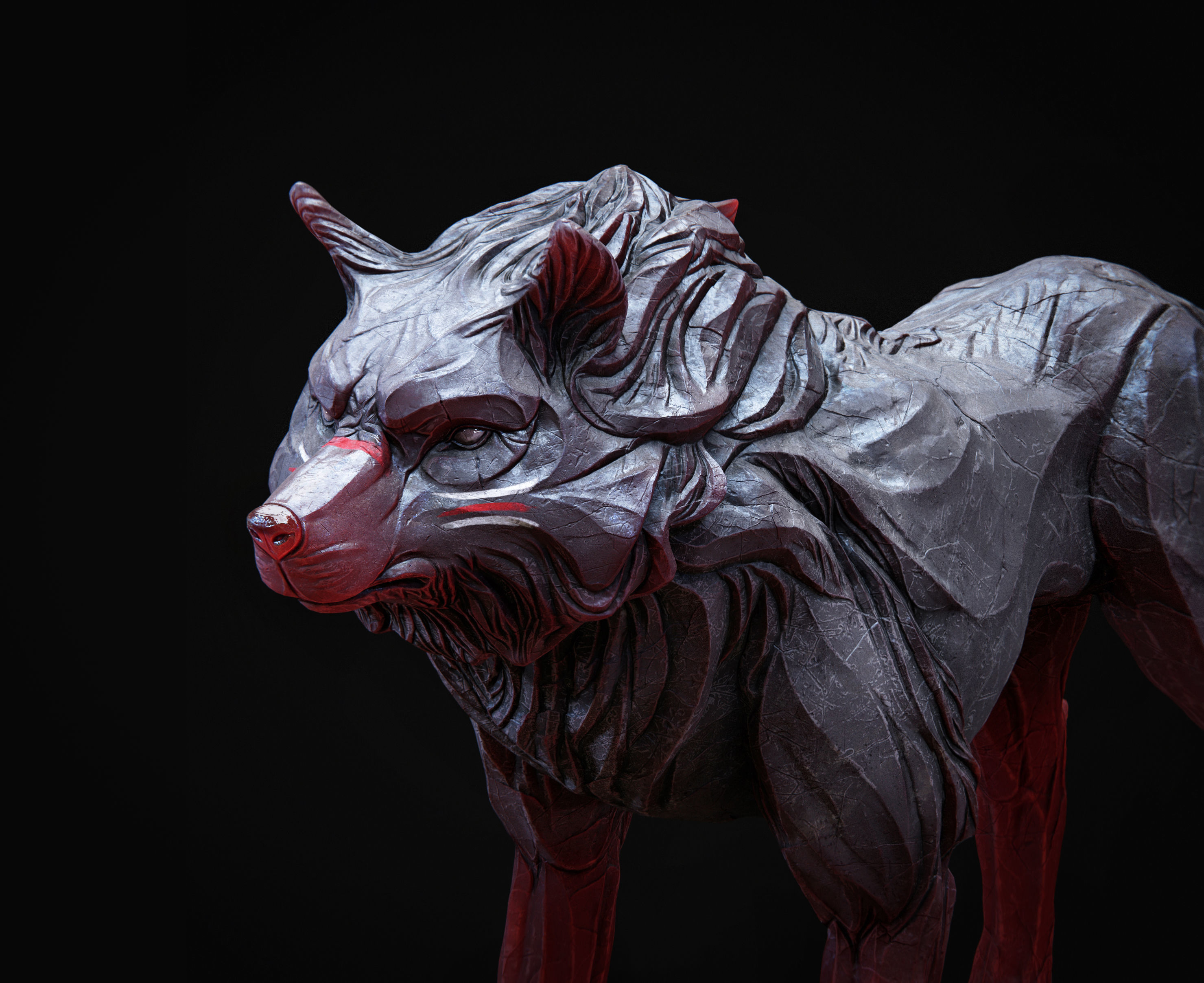 Wolf shaman PBR lowpoly Low-poly 3D model_2