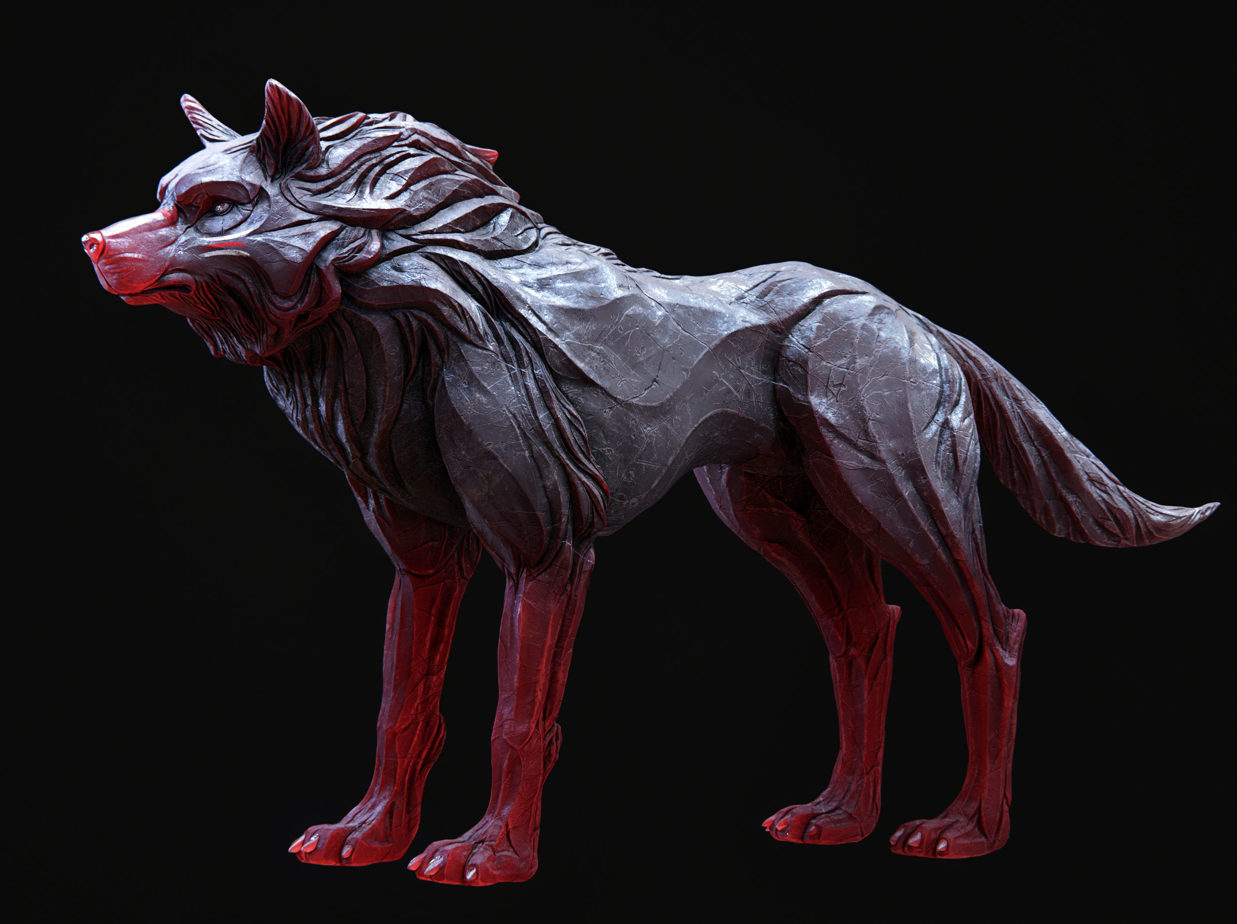 Wolf shaman PBR lowpoly Low-poly 3D model_3