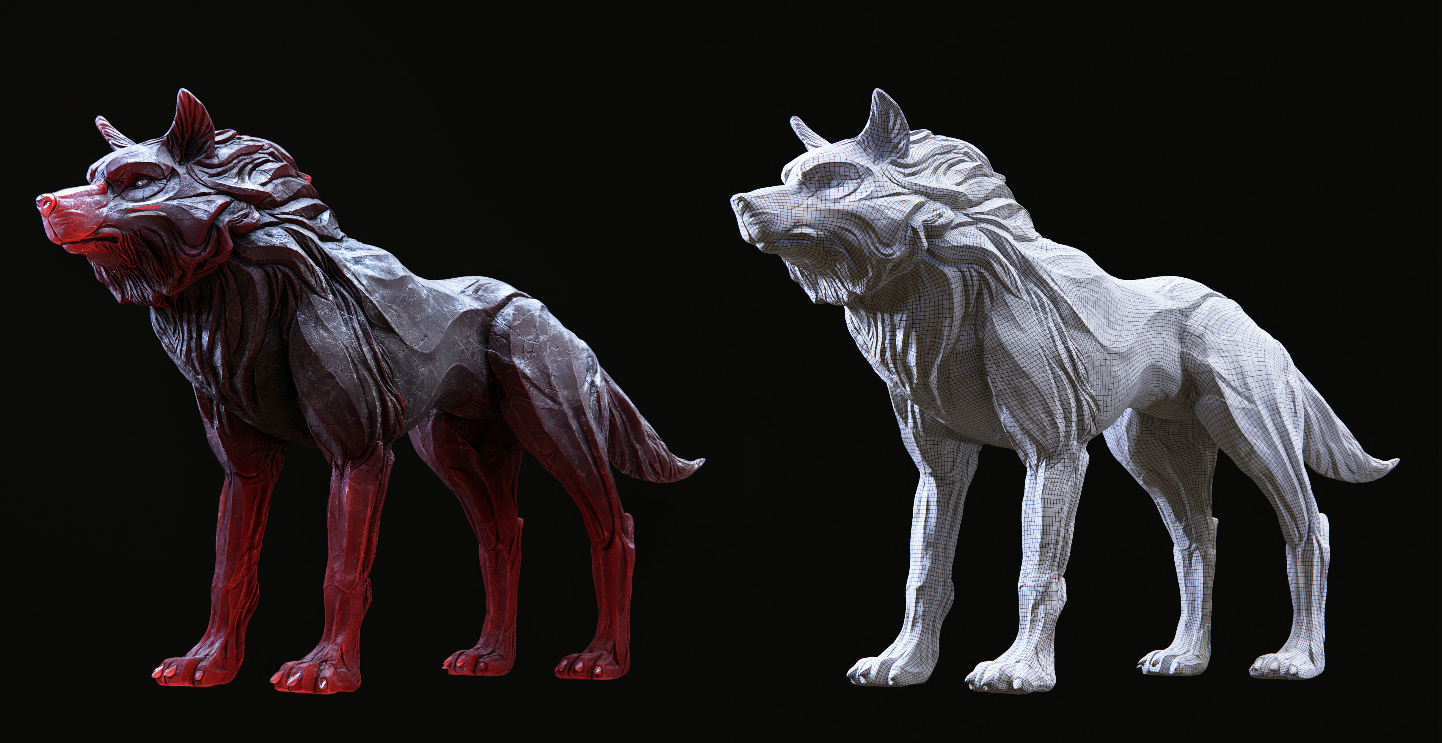 Wolf shaman PBR lowpoly Low-poly 3D model_9