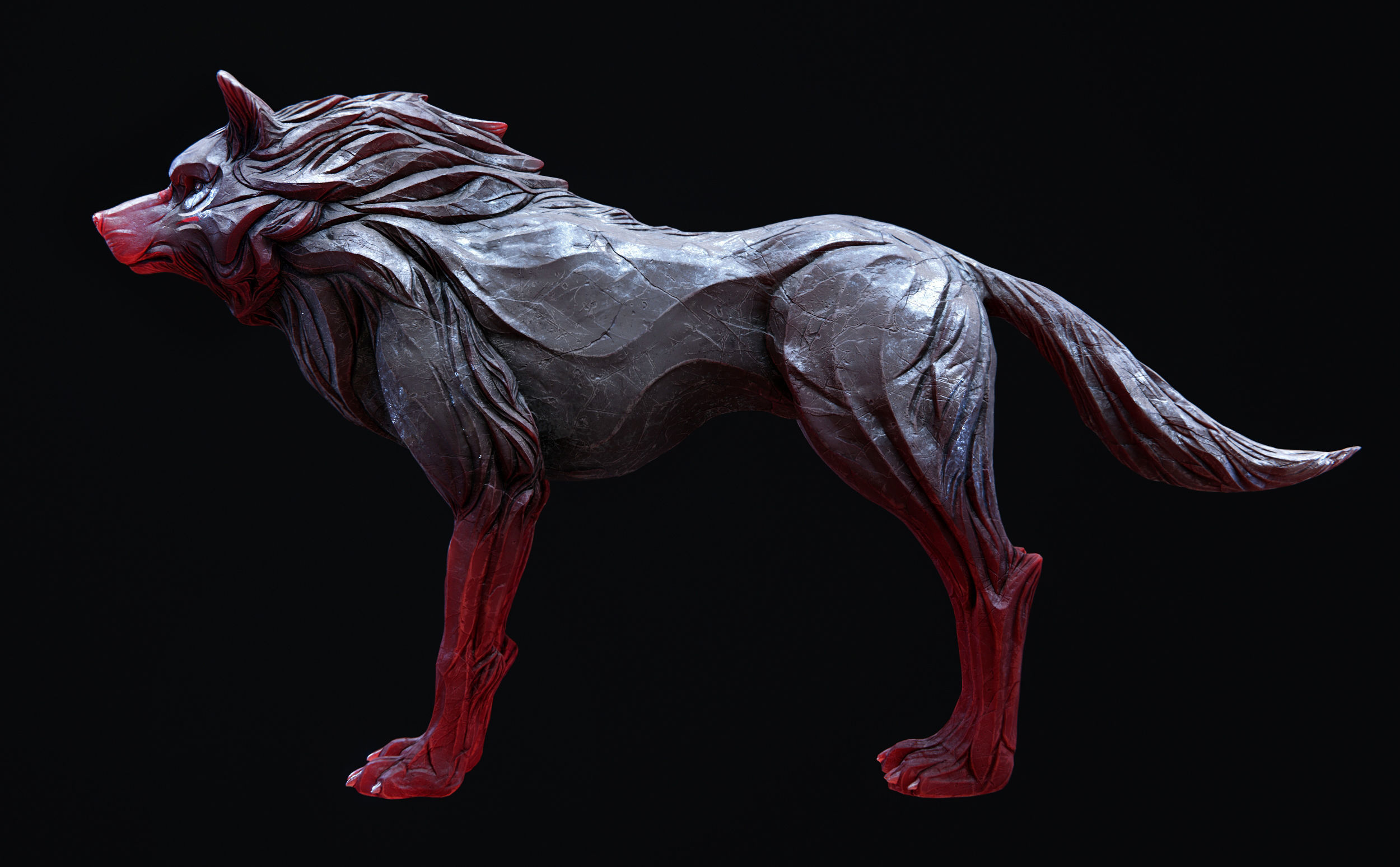 Wolf shaman PBR lowpoly Low-poly 3D model_4