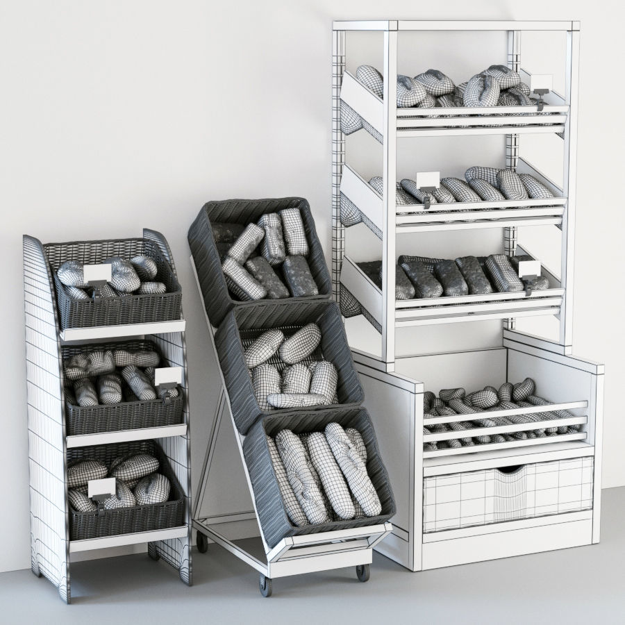 Bread display racks 3D model_5