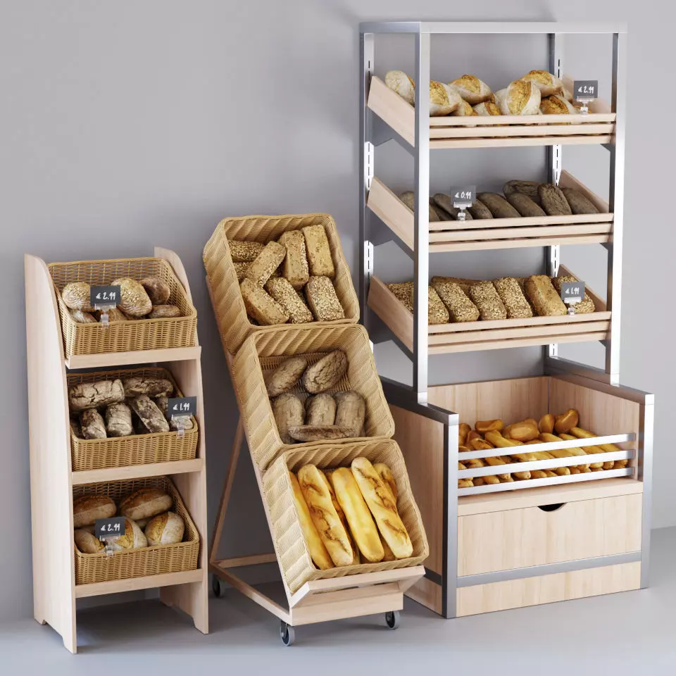 Bread display racks 3D model_0